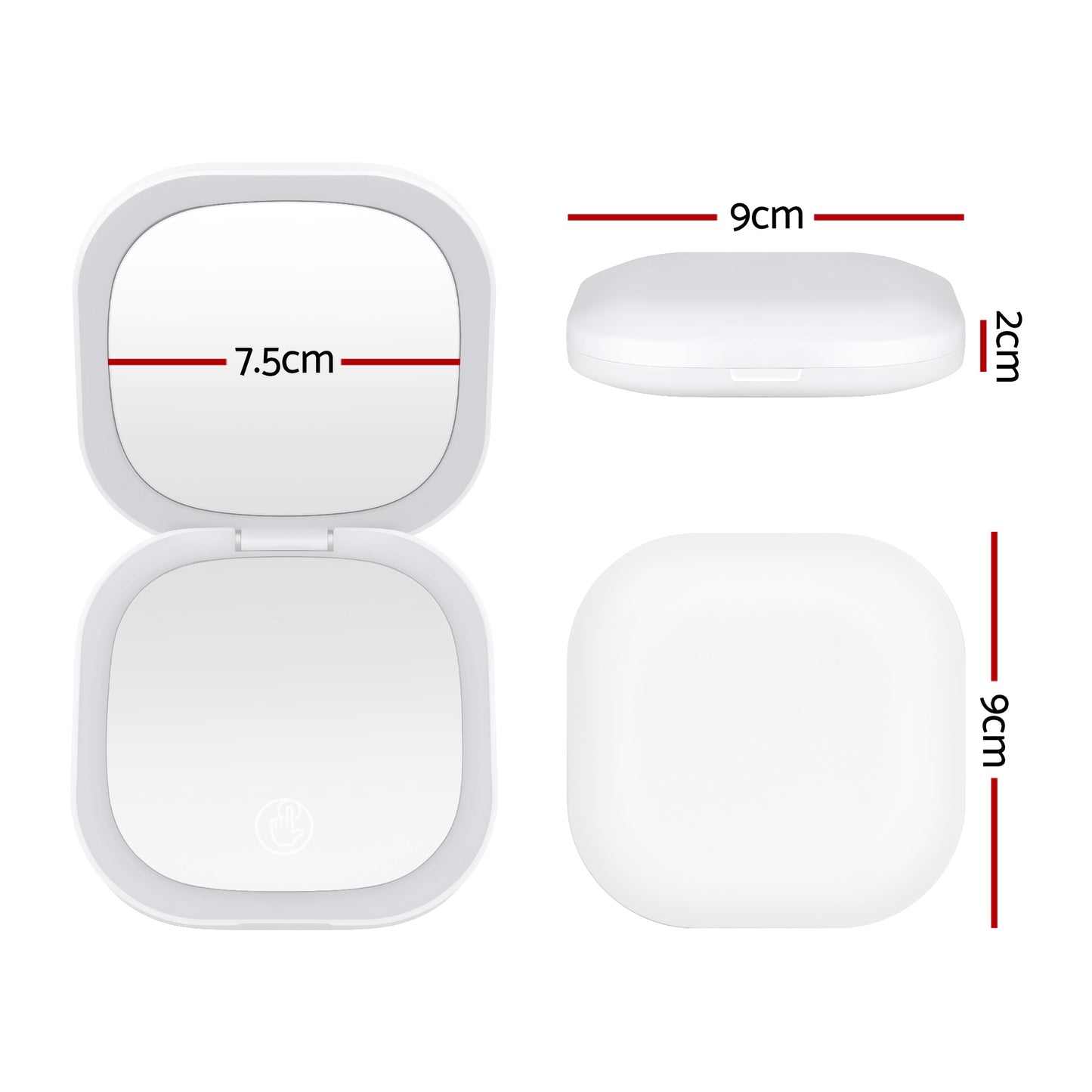 Embellir LED Compact Mirror Lighted Travel Makeup Mirror Pocket-Sized 1x 10x Magnification Square White MM-E-PORT-10X-SQLED-WH
