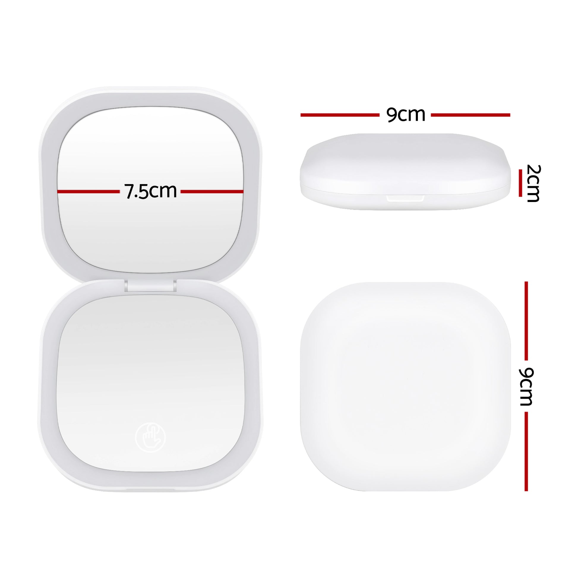 Embellir LED Compact Mirror Lighted Travel Makeup Mirror Pocket-Sized 1x 10x Magnification Square White MM-E-PORT-10X-SQLED-WH