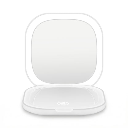 Embellir LED Compact Mirror Lighted Travel Makeup Mirror Pocket-Sized 1x 10x Magnification Square White MM-E-PORT-10X-SQLED-WH