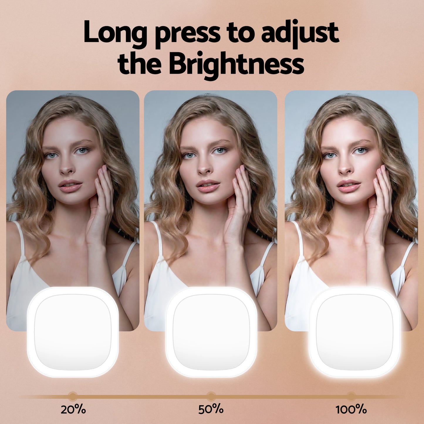 Embellir LED Compact Mirror Lighted Travel Makeup Mirror Pocket-Sized 1x 10x Magnification Square White MM-E-PORT-10X-SQLED-WH