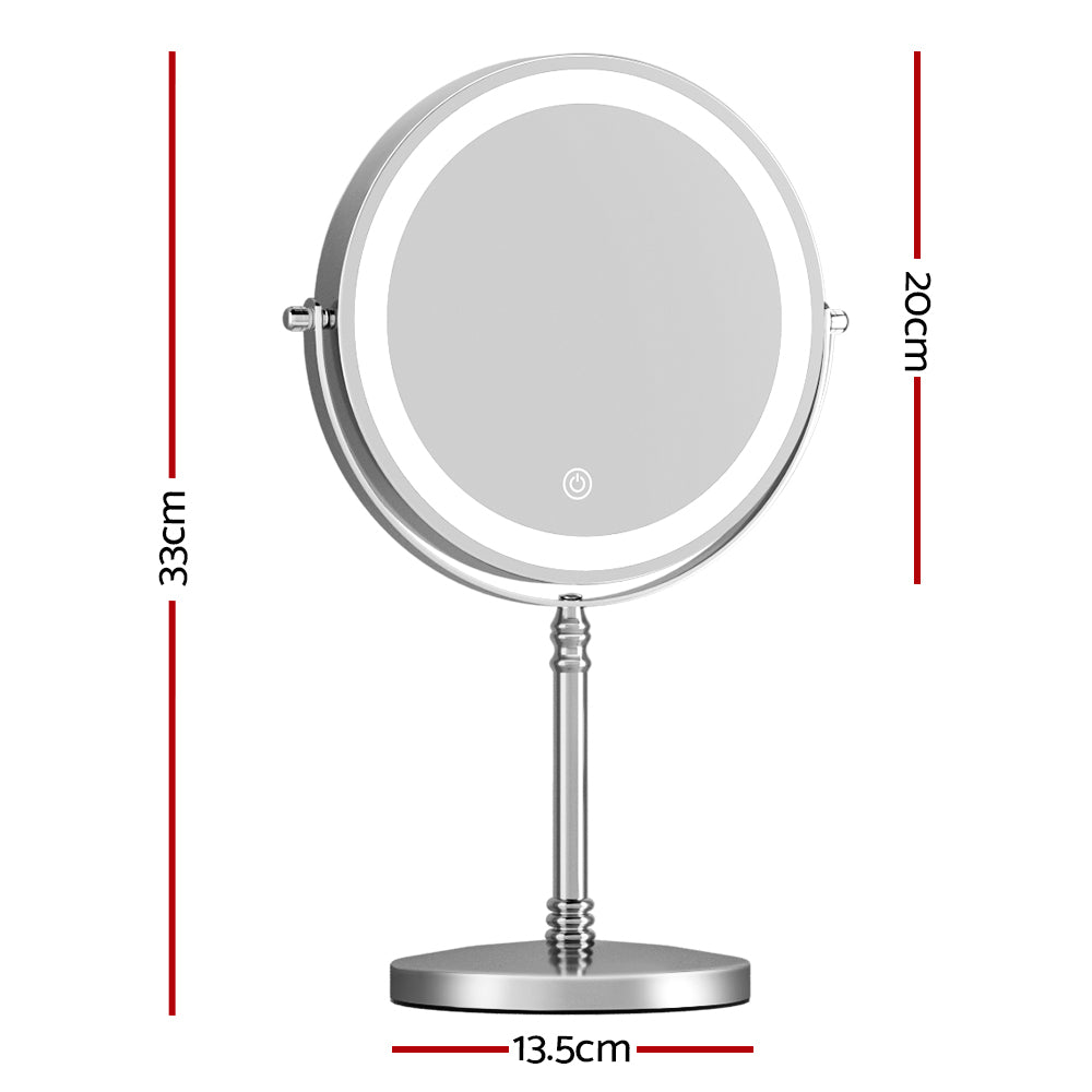 Embellir Makeup Mirror 20x20cm 10X Magnifying with LED Light Rotation Tabletop MM-E-STAND-10X-LED-7IN