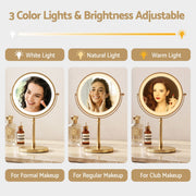 Embellir Lighted Makeup Mirror Rotation 10X Magnifying Double Sided Tabletop Gold MM-E-STAND-10X-LED-7IN-GD