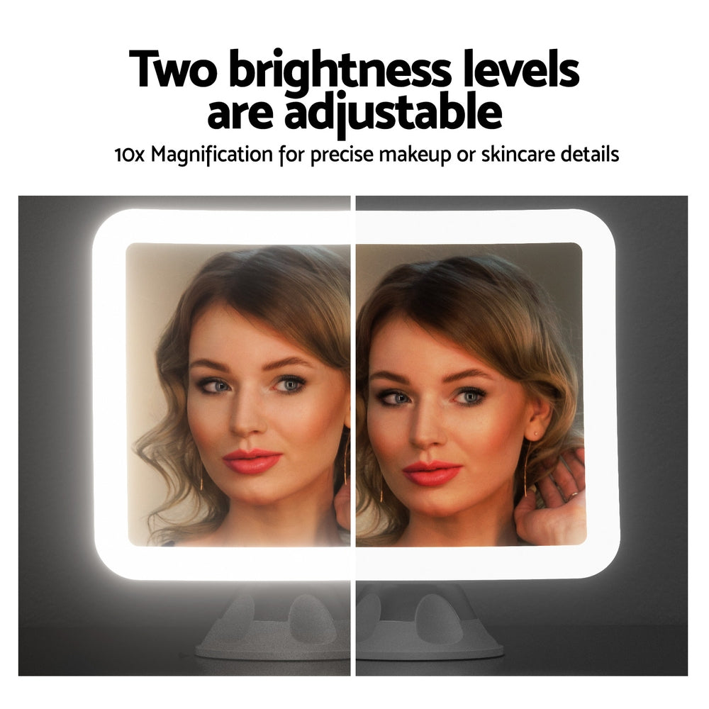 Embellir Makeup Mirror 10X Magnification LED Light Adjustable Rotation Cordless Suction Cup MM-E-STAND-10X-QUAD-WH