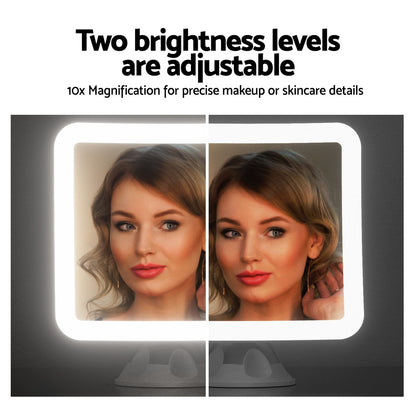 Embellir Makeup Mirror 10X Magnification LED Light Adjustable Rotation Cordless Suction Cup MM-E-STAND-10X-QUAD-WH