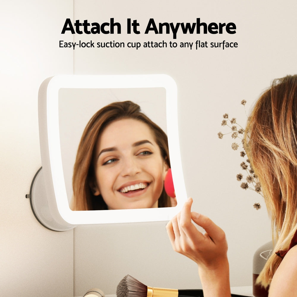 Embellir Makeup Mirror 10X Magnification LED Light Adjustable Rotation Cordless Suction Cup MM-E-STAND-10X-QUAD-WH