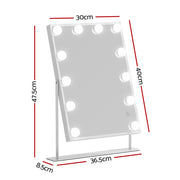 Embellir Bluetooth Makeup Mirror 30x40cm Hollywood Vanity with LED Light White MM-E-STAND-3040LED-WH-BT
