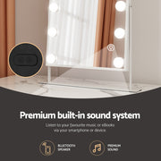 Embellir Bluetooth Makeup Mirror 30x40cm Hollywood Vanity with LED Light White MM-E-STAND-3040LED-WH-BT