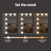 Embellir Bluetooth Makeup Mirror 30x40cm Hollywood Vanity with LED Light White MM-E-STAND-3040LED-WH-BT
