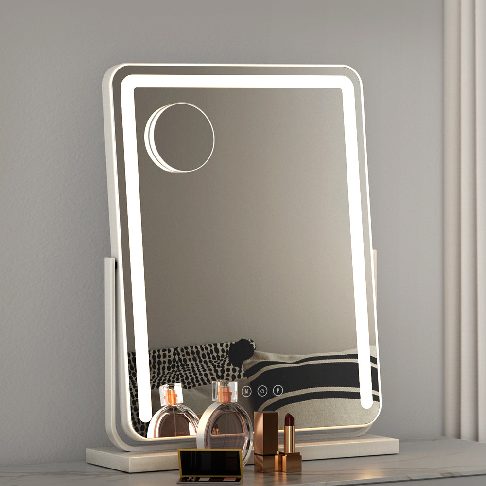 Embellir Makeup Mirror 40x50cm Hollywood Vanity with LED Light Strip Rotation MM-E-STAND-4050LED-WH