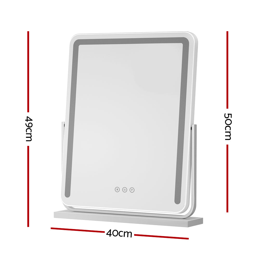 Embellir Makeup Mirror 40x50cm Hollywood Vanity with LED Light Strip Rotation MM-E-STAND-4050LED-WH