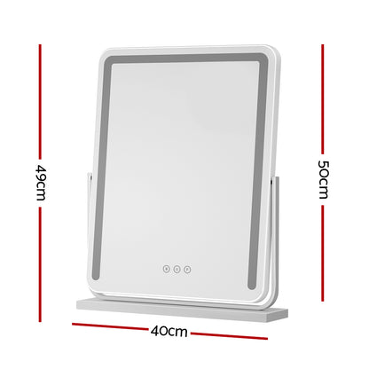 Embellir Makeup Mirror 40x50cm Hollywood Vanity with LED Light Strip Rotation MM-E-STAND-4050LED-WH