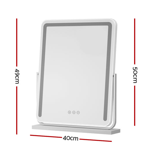 Embellir Makeup Mirror 40x50cm Hollywood Vanity with LED Light Strip Rotation MM-E-STAND-4050LED-WH