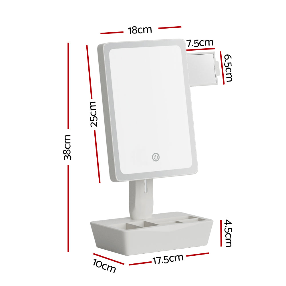 Embellir Makeup Mirror 10X Magnifying with LED light Storage Cosmetic Mirror MM-E-STORAGE-1825LED-WH