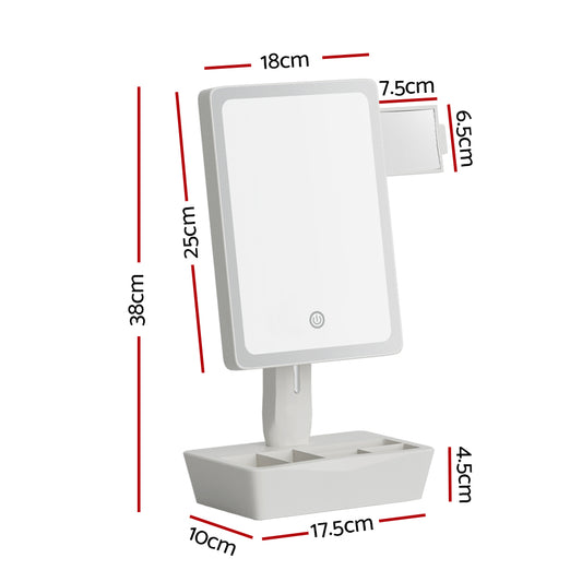 Embellir Makeup Mirror 10X Magnifying with LED light Storage Cosmetic Mirror MM-E-STORAGE-1825LED-WH