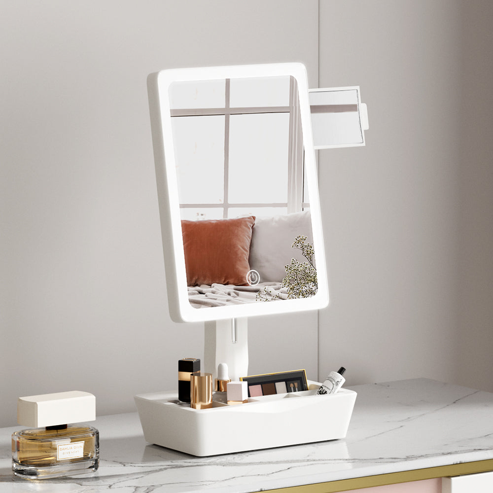 Embellir Makeup Mirror 10X Magnifying with LED light Storage Cosmetic Mirror MM-E-STORAGE-1825LED-WH