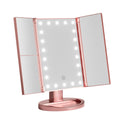 Embellir Tri-fold Makeup Mirror 1X2X3X Magnifying with LED Light Travel Portable Pink MM-E-TRI-3424LED-RGD