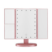 Embellir Tri-fold Makeup Mirror 1X2X3X Magnifying with LED Light Travel Portable Pink MM-E-TRI-3424LED-RGD