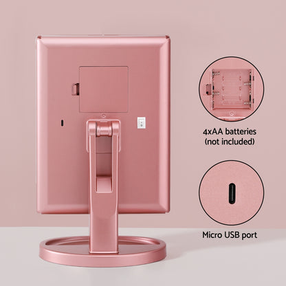 Embellir Tri-fold Makeup Mirror 1X2X3X Magnifying with LED Light Travel Portable Pink MM-E-TRI-3424LED-RGD