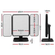 Embellir LED Makeup Mirror Tri-fold Lighted Vanity Mirrors 1X2X3X Magnifications MM-E-TRI-4030LED-BK