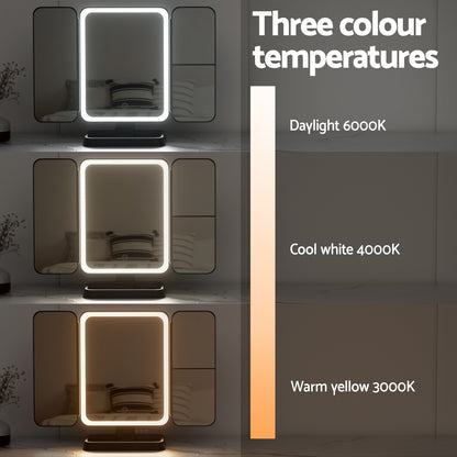 Embellir LED Makeup Mirror Tri-fold Lighted Vanity Mirrors 1X2X3X Magnifications MM-E-TRI-4030LED-BK