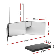 Embellir Trifold Mirror Makeup Portable with Height Adjustable 3 Way Telescoping Hook Hair Cutting Styling MM-E-TRI-9020-BK