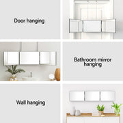 Embellir Trifold Mirror Makeup Portable with Height Adjustable 3 Way Telescoping Hook Hair Cutting Styling MM-E-TRI-9020-BK