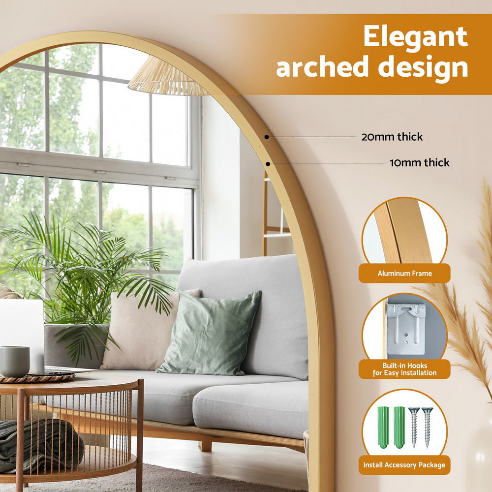 Embellir 86x50cm Arched Wall Mirror Vanity Makeup Home Decor MM-E-WALL-OVAL-GD-5086