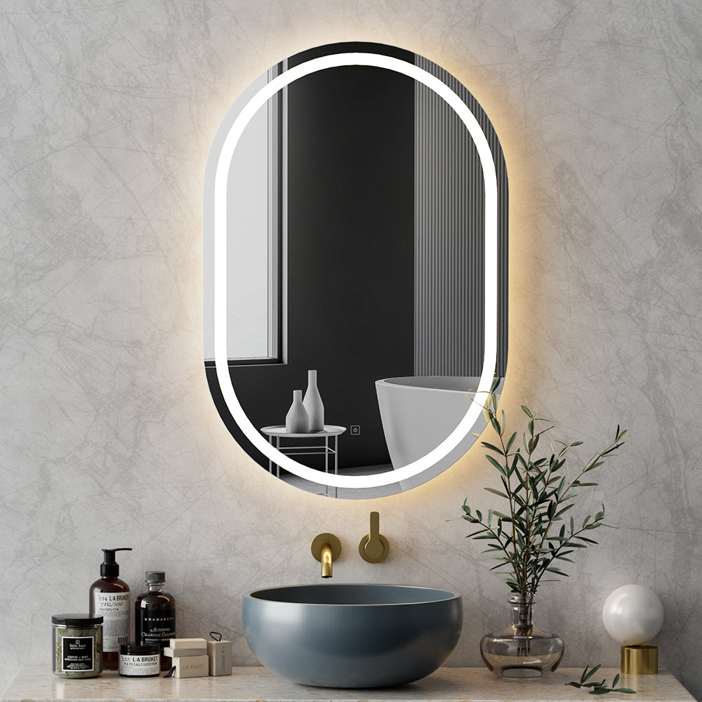 Embellir LED Wall Mirror With Light 50X75CM Bathroom Decor Oval Mirrors Vanity MM-E-WALL-OVAL-LED-5075