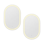 Embellir 2 LED Wall Mirror With Light 50X75CM Bathroom Decor Oval Mirrors Vanity MM-E-WALL-OVAL-LED-5075-X2