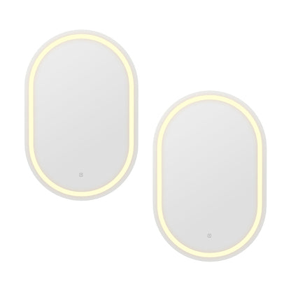 Embellir 2 LED Wall Mirror With Light 50X75CM Bathroom Decor Oval Mirrors Vanity MM-E-WALL-OVAL-LED-5075-X2