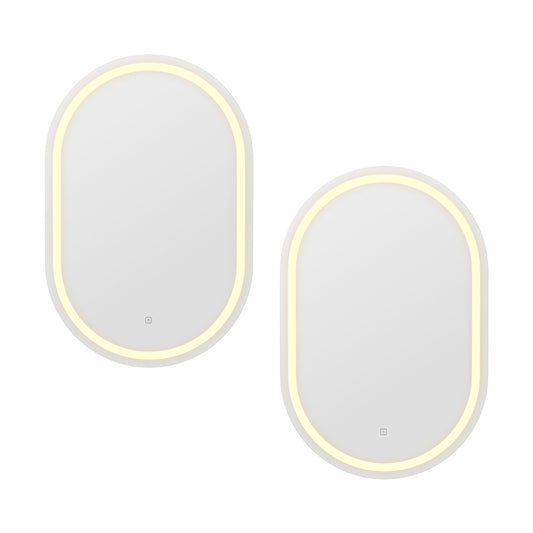 Embellir 2 LED Wall Mirror With Light 50X75CM Bathroom Decor Oval Mirrors Vanity MM-E-WALL-OVAL-LED-5075-X2