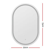 Embellir 2 LED Wall Mirror With Light 50X75CM Bathroom Decor Oval Mirrors Vanity MM-E-WALL-OVAL-LED-5075-X2
