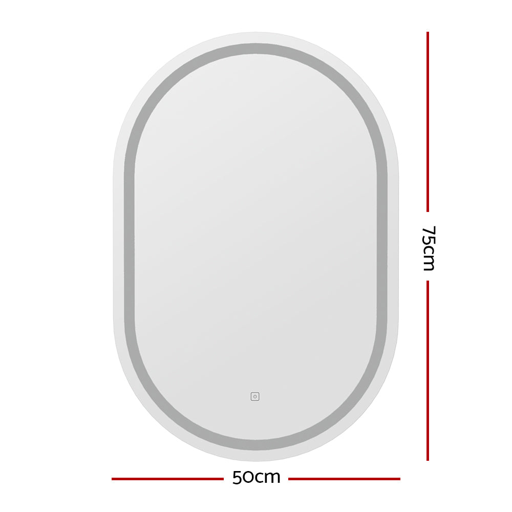 Embellir 2 LED Wall Mirror With Light 50X75CM Bathroom Decor Oval Mirrors Vanity MM-E-WALL-OVAL-LED-5075-X2