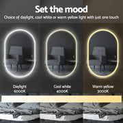 Embellir 2 LED Wall Mirror With Light 50X75CM Bathroom Decor Oval Mirrors Vanity MM-E-WALL-OVAL-LED-5075-X2