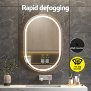 Embellir 2 LED Wall Mirror With Light 50X75CM Bathroom Decor Oval Mirrors Vanity MM-E-WALL-OVAL-LED-5075-X2
