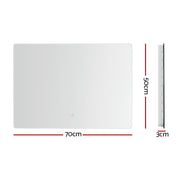 Embellir Wall Mirror 70X50cm with LED Light Bathroom Home Decor Round Rectangle MM-E-WALL-REC-LED-5070