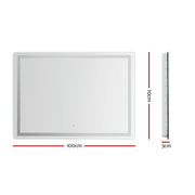Embellir Wall Mirror 100X70CM with LED Light Bathroom Home Decor Round Rectangle MM-E-WALL-REC-LED-70100