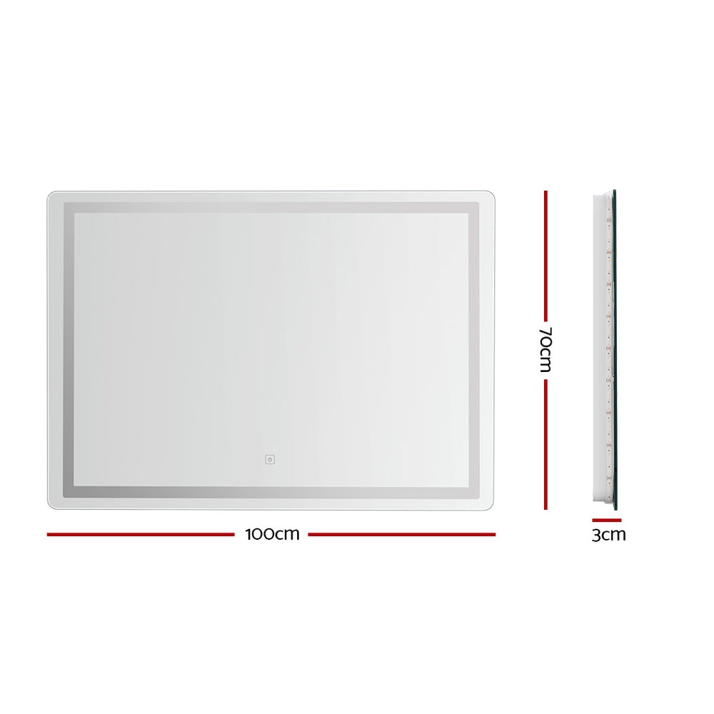 Embellir Wall Mirror 100X70CM with LED Light Bathroom Home Decor Round Rectangle MM-E-WALL-REC-LED-70100
