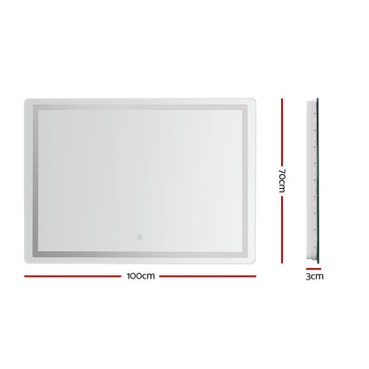 Embellir Wall Mirror 100X70CM with LED Light Bathroom Home Decor Round Rectangle MM-E-WALL-REC-LED-70100