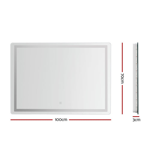 Embellir Wall Mirror 100X70CM with LED Light Bathroom Home Decor Round Rectangle MM-E-WALL-REC-LED-70100