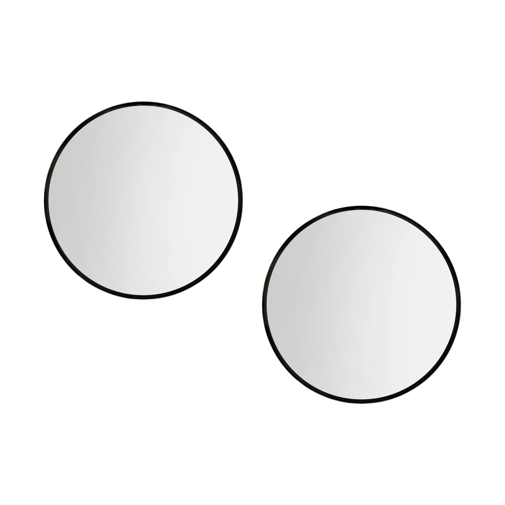 Embellir 2 Wall Mirror Makeup 50cm Home Decor Framed Mirrors Bathroom Round Black MM-E-WALL-ROU-BK-50-X2