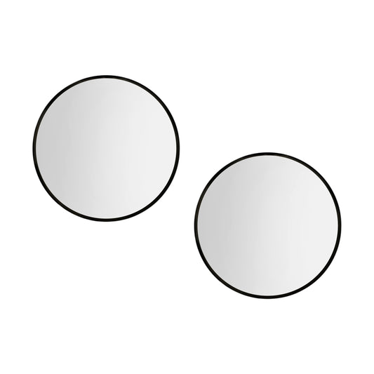 Embellir 2 Wall Mirror Makeup 50cm Home Decor Framed Mirrors Bathroom Round Black MM-E-WALL-ROU-BK-50-X2