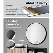 Embellir 2 Wall Mirror Makeup 50cm Home Decor Framed Mirrors Bathroom Round Black MM-E-WALL-ROU-BK-50-X2