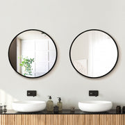 Embellir 2 Wall Mirror Makeup 50cm Home Decor Framed Mirrors Bathroom Round Black MM-E-WALL-ROU-BK-50-X2