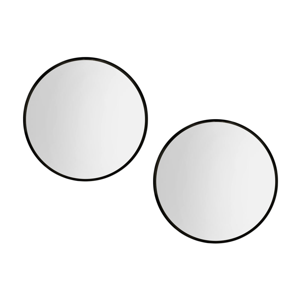 Embellir 2 Wall Mirror Makeup 60cm Home Decor Framed Mirrors Bathroom Round Black MM-E-WALL-ROU-BK-60-X2