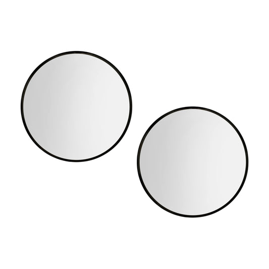Embellir 2 Wall Mirror Makeup 60cm Home Decor Framed Mirrors Bathroom Round Black MM-E-WALL-ROU-BK-60-X2