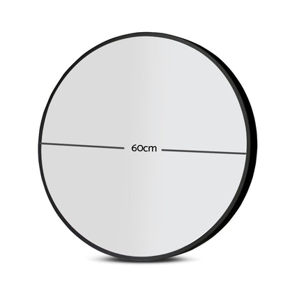 Embellir 2 Wall Mirror Makeup 60cm Home Decor Framed Mirrors Bathroom Round Black MM-E-WALL-ROU-BK-60-X2
