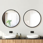 Embellir 2 Wall Mirror Makeup 60cm Home Decor Framed Mirrors Bathroom Round Black MM-E-WALL-ROU-BK-60-X2