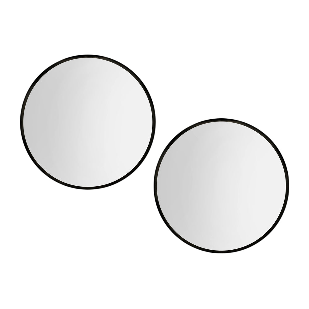 Embellir 2 Wall Mirror Makeup 70cm Home Decor Framed Mirrors Bathroom Round Black MM-E-WALL-ROU-BK-70-X2
