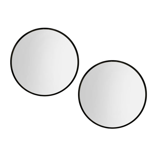 Embellir 2 Wall Mirror Makeup 70cm Home Decor Framed Mirrors Bathroom Round Black MM-E-WALL-ROU-BK-70-X2